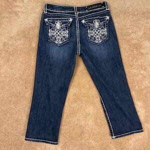 L.A. Idol USA Womens Jeans Capris Size 9 W31/L18 Bling Studded Rhinestones Y2K